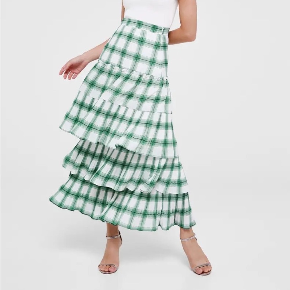 Love Bonito plaid tiered maxi skirt